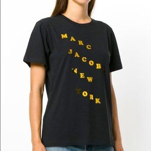 NEW! Marc Jacobs Gold Metallic Logo Tee